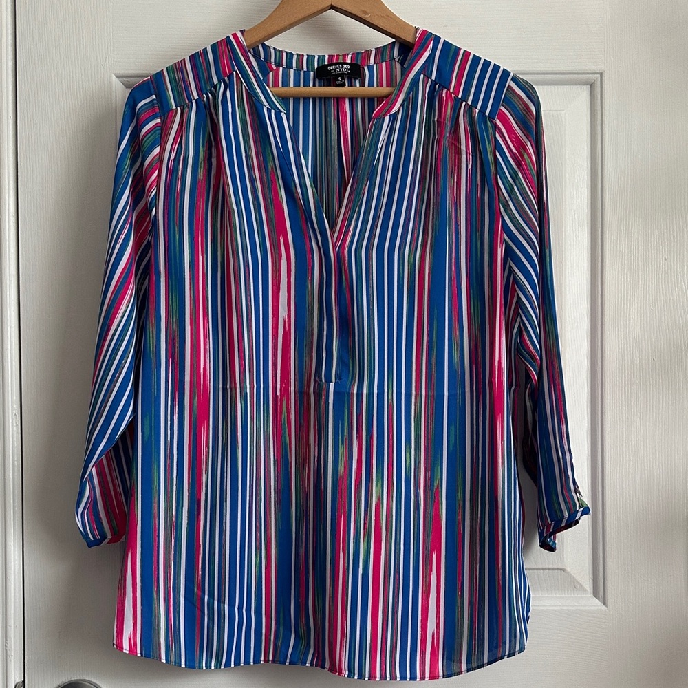 NYDJ Blue and Pink Striped Blouse